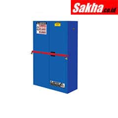 Justrite High Security Corrosives Acid Safety Cabinet With Steel Bar 45 Gallon, 2 Manual Close Doors, Blue