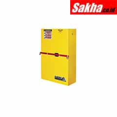 Justrite High Security Flammables Safety Cabinet With Steel Bar 45 Gallon, 2 Manual Close Doors, Yellow