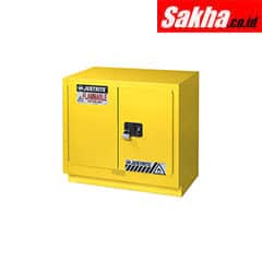 Justrite Sure-Grip® EX Under Fume Hood Solvent Flammable Liquid Safety Cabinet 23 Gallon, 2 Manual Close Doors, Yellow