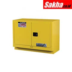 Justrite Sure-Grip® EX Under Fume Hood Solvent Flammable Liquid Safety Cabinet 31 Gallon, 2 Manual Close Doors, Yellow