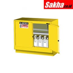 Justrite Sure-Grip® EX Under Fume Hood Solvent Flammable Liquid Safety Cabinet 31 Gallon, 2 Self-Close Doors, Yellow