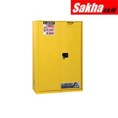 Justrite Sure-Grip® EX Flammable Safety Cabinet 45 Gallon, 1 Bi-Fold Self-Close Door, Yellow