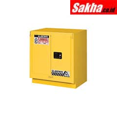 Justrite Sure-Grip® EX Under Fume Hood Solvent Flammable Liquid Safety Cabinet 19 Gallon, 2 Self-Close Doors, Yellow