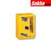 Justrite Sure-Grip® EX Under Fume Hood Solvent Flammable Liquid Safety Cabinet 15 Gallon, 1 Manual Close Door, Left Hinge, Yellow