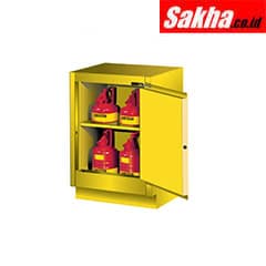 Justrite Sure-Grip® EX Under Fume Hood Solvent Flammable Liquid Safety Cabinet 15 Gallon, 1 Self-Close Door, Right Hinge, Yellow