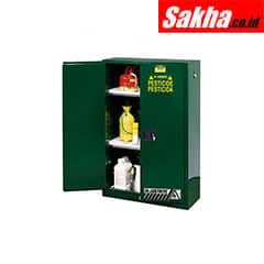 Justrite Sure-Grip® EX Pesticides Safety Cabinet, 45 Gallon, 2 Manual-Close Doors, Green