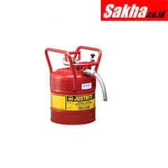 Justrite Type II AccuFlow™ D.O.T. Steel Safety Can 5 Gallon, 1-Inch Metal Hose, Roll Bars, Red