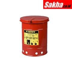 Justrite Oily Waste Can 6 Gallon,Hand-Operated Cover