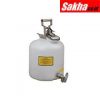 Justrite Safety Can For Liquid Disposal 5 Gallon, Stainless Steel Faucet, Polyethylene, White