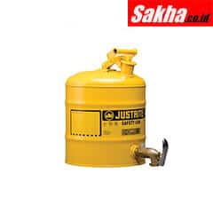 Justrite Type I Shelf Safety Can 5 Gallon, Bottom Faucet, Steel, Yellow