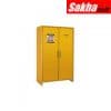 Justrite EN Flammable Safety Cabinet 90-Minute, 45 Gallon, 2 Hybrid-Close Doors, Yellow
