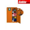 Justrite Emergency Preparedness Storage Cabinet, PowerPort™ Electrical Pass-Thru, 4 Shelves, 2 Keys, Orange