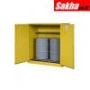 Justrite Sure-Grip® EX Vertical Drum Safety Cabinet And Drum Rollers 110 Gallon 2 Manual Close Doors