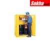 Justrite Sure-Grip® EX Vertical Drum Safety Cabinet And Drum Rollers 60 Gallon, 2 Manual Close Doors, Yellow