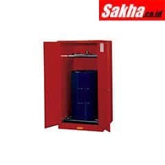 Justrite Sure-Grip® EX Vertical Drum Safety Cabinet And Drum Rollers 55 Gallon, 2 Manual Close Doors, Red