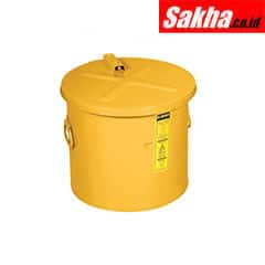 Justrite Dip Tank With HDPE Liner, 5 Gallon, Self-Close Cover With Fusible Link, Steel Yellow