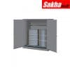 Justrite Sure-Grip® EX Vertical Drum Safety Cabinet And Drum Rollers 110 Gallon 2 Manual Close Doors, Gray