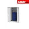 Justrite Sure-Grip® EX Vertical Drum Safety Cabinet And Drum Rollers 55 Gallon, 2 Self-Close Doors, White