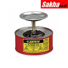Justrite Plunger Dispensing Can, Perforated Pan Screen Serves As Flame Arrester,1 Quart,Steel