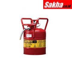 Justrite Type II AccuFlow™ D.O.T. Steel Safety Can 5 Gallon, 5 8-Inch Metal Hose, Roll Bars, Red