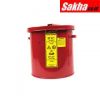 Justrite Wash Tank With Basket For Small Parts Cleaning, 1 Gallon, Self-Close Cover W Fusible Link, Steel, Red