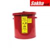 Justrite Wash Tank With Basket For Small Parts Cleaning, 3.5 Gallon, Self-Close Cover W Fusible Link, Steel, Red