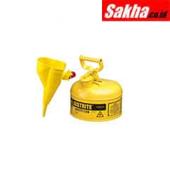 Justrite Type I Steel Safety Can For Diesel With Funnel, 1 Gallon, Yellow