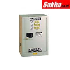 Justrite ChemCor® Under Fume Hood Corrosives Acids Safety Cabinet 15 Gallon, 1 Self-Close Right Door, Light Neutral