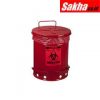 Justrite Biohazard Waste Can 10 Gallon,Foot-Operated Self-Closing CoverJustrite Biohazard Waste Can 10 Gallon,Foot-Operated Self-Closing Cover