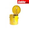 Justrite Wash Tank With Basket For Small Parts Cleaning, 1 Gallon, Self-Close Cover W Fusible Link, Steel, Yellow