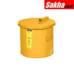 Justrite Wash Tank With Basket For Small Parts Cleaning, 2 Gallon, Self-Close Cover W Fusible Link, Steel, Yellow