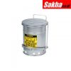 Justrite Oily Waste Can 10 Gallon,Foot-Operated Self-Closing SoundGard™ Cover