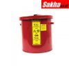 Justrite Wash Tank With Basket For Small Parts Cleaning, 2 Gallon, Self-Close Cover W Fusible Link, Steel, Red