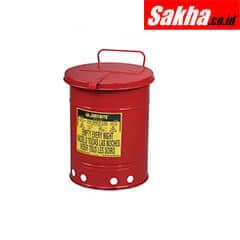 Justrite Oily Waste Can 10 Gallon,Hand-Operated Cover