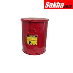 Justrite Oily Waste Can 21 Gallon,Hand-Operated Cover