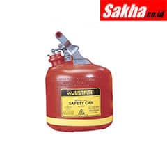 Justrite Type I Safety Can Round Nonmetallic, Stainless Steel Hardware, 2.5 Gallon, Polyethylene, Red