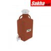 Justrite Carboy, 10 L, High Density Polyethylene (HDPE), Amber, 83mm Cap, With Spigot