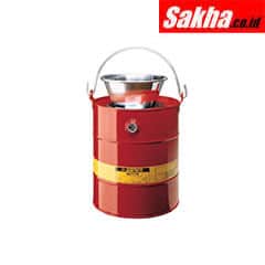 Justrite Drain Can With Plated Steel Funnel 5 Gallon, Steel, Red