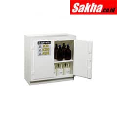 Justrite Polyethylene Corrosives Acid Safety Cabinet, Holds Thirty-Six 2-1 2 L Bottles, 2 Door, White