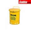Justrite Oily Waste Can 14 Gallon, Hand-Operated Cover, Yellow