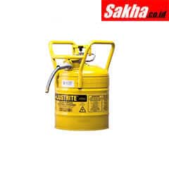 Justrite Type II AccuFlow™ D.O.T. Steel Safety Can 5 Gallon, 5 8-Inch Metal Hose, Roll Bars, Yellow