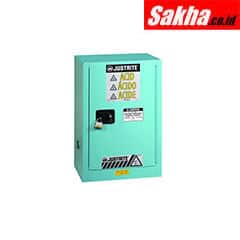 Justrite ChemCor® Compac Corrosives Acids Safety Cabinet, 12 Gallon, 1 Manual-Close Door, Blue