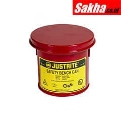 Justrite Bench Can To Clean Small Parts In Solvents, 1 Quart, Steel, Red