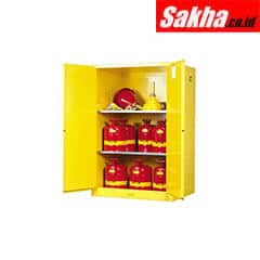 Justrite Sure-Grip® EX Flammable Safety Cabinet 90 Gallon, 2 Manual-Close Doors, Yellow