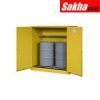 Justrite Sure-Grip® EX Vertical Drum Safety Cabinet And Drum Rollers 110 Gallon 2 Self-Close Doors, Yellow