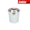 Justrite Cease-Fire® Ash And Cigarette Butt Receptacle Drum With Aluminum Head With Grill Guard, 4.5 Gallon, White