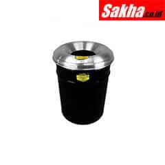 Justrite Cease-Fire® Waste Receptacle Safety Drum Can With Aluminum Head, 30 Gallon, Black