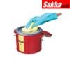 Justrite Swab Pail With Dasher Plate For Sponging Operations, 6 Quart, Hinged Cover, Steel, Red
