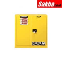 Justrite Sure-Grip® EX Flammable Safety Cabinet 30 Gallon, 35 Inch Height, 2 Manual Close Doors, Yellow