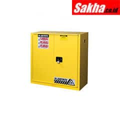 Justrite Sure-Grip® EX Flammable Safety Cabinet 30 Gallon, 1 Bi-Fold Self-Close Door, Yellow